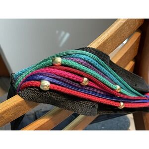 BRAIDED ROPE BELT GOLD TRIM USA VTG 80s Beads Knot GENNIE JOHANSEN Statement